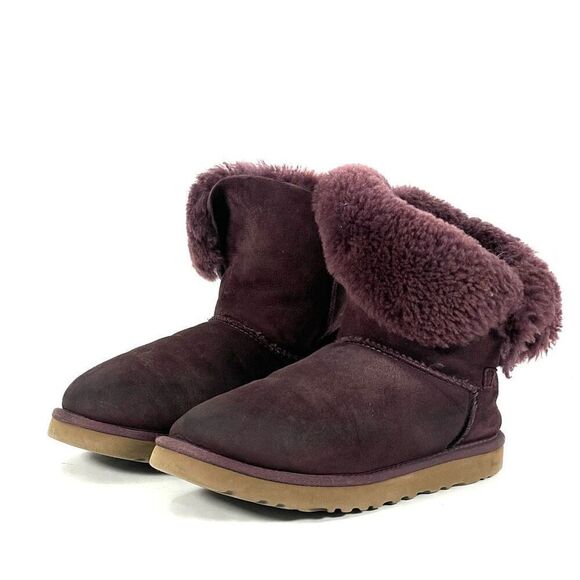 UGG Other - UGG Bailey Button Suede Boots Womens 7 Purple Sheepskin Pull On Comfort Boots